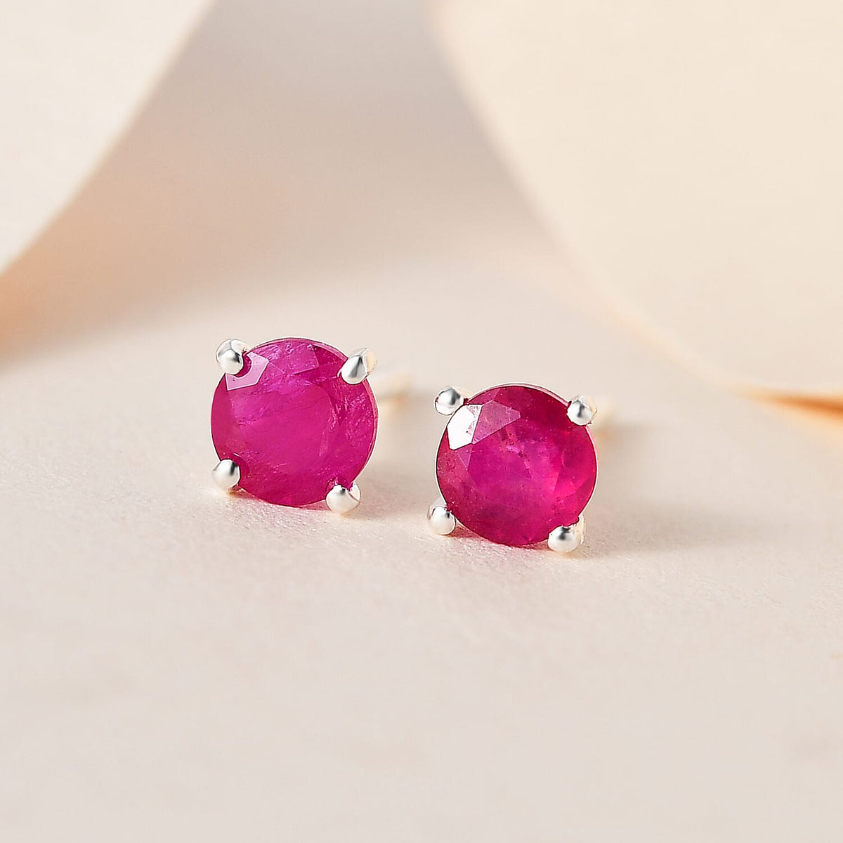 Ruby Solitaire Stud Earrings in Sterling Silver 7545695 2