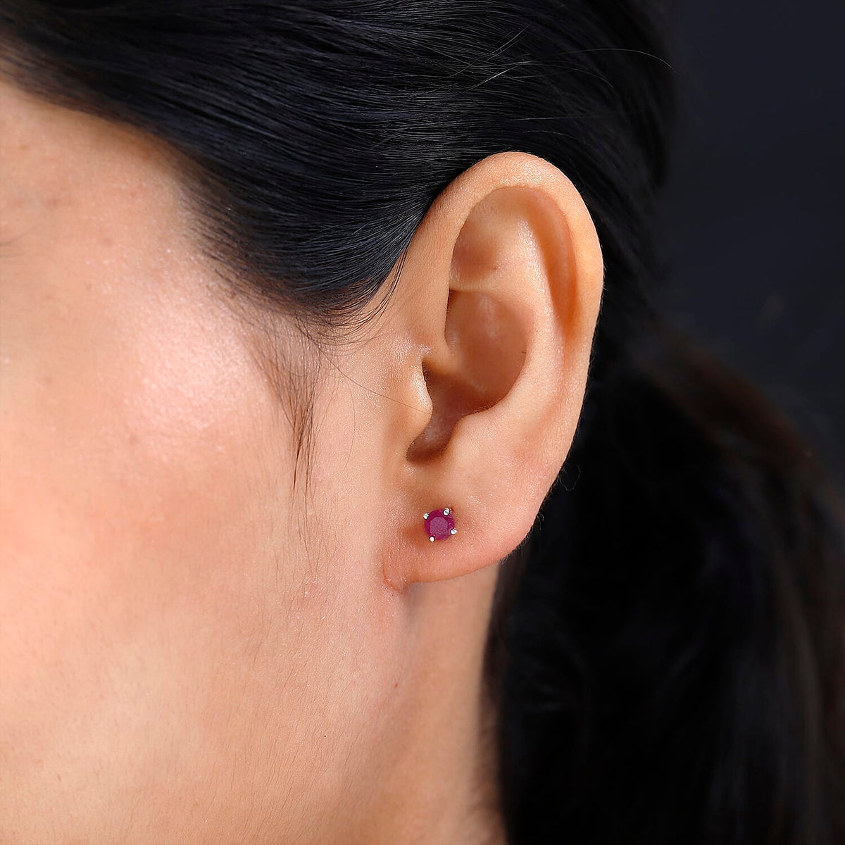 Ruby Solitaire Stud Earrings in Sterling Silver 7545695 3