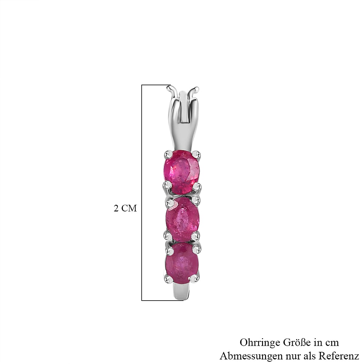 Fissure Filled Ruby Hoop Earrings in Platinum Overlay Sterling Silver 1.638  Ct. 7711458 4