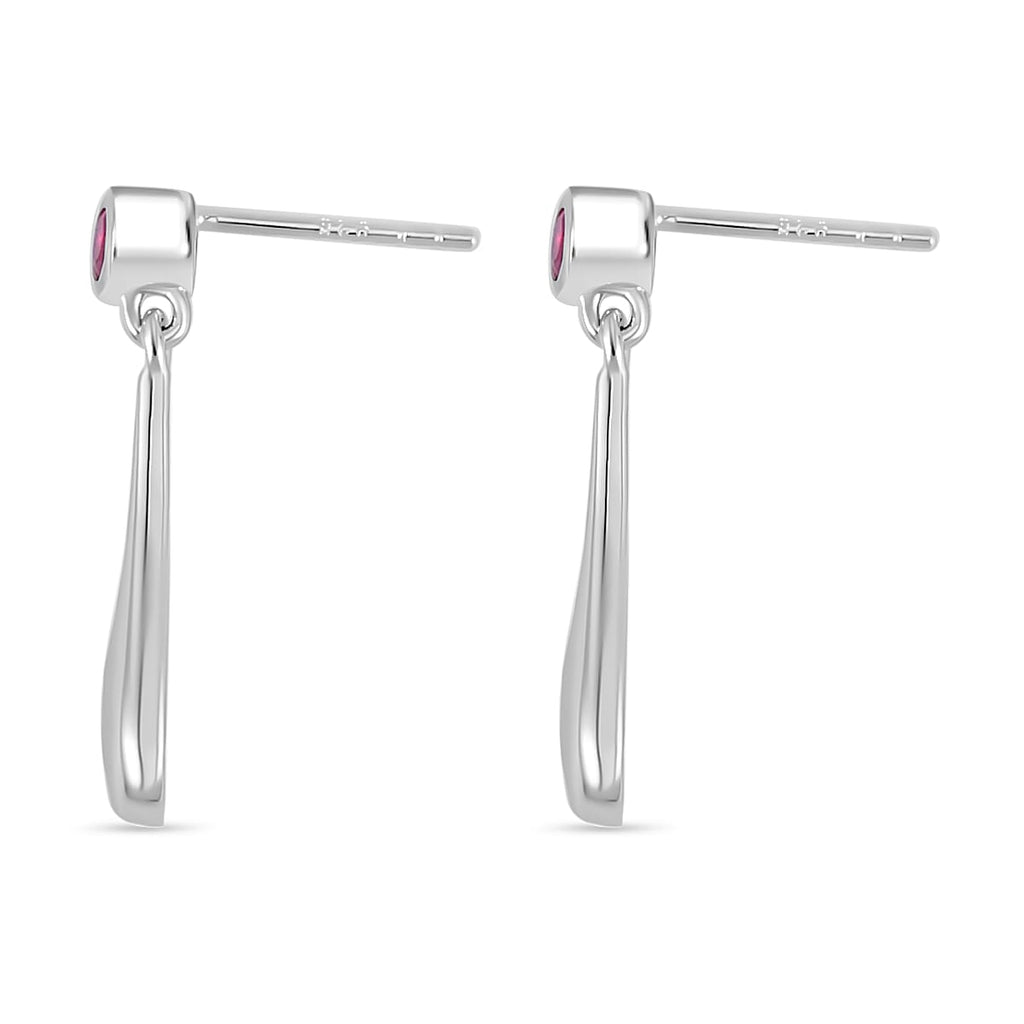 LUCY Q - Drop Collection Ruby Earring with Push Back in Rhodium Overlay Sterling Silver