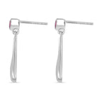 LUCY Q - Drop Collection Ruby Earring with Push Back in Rhodium Overlay Sterling Silver