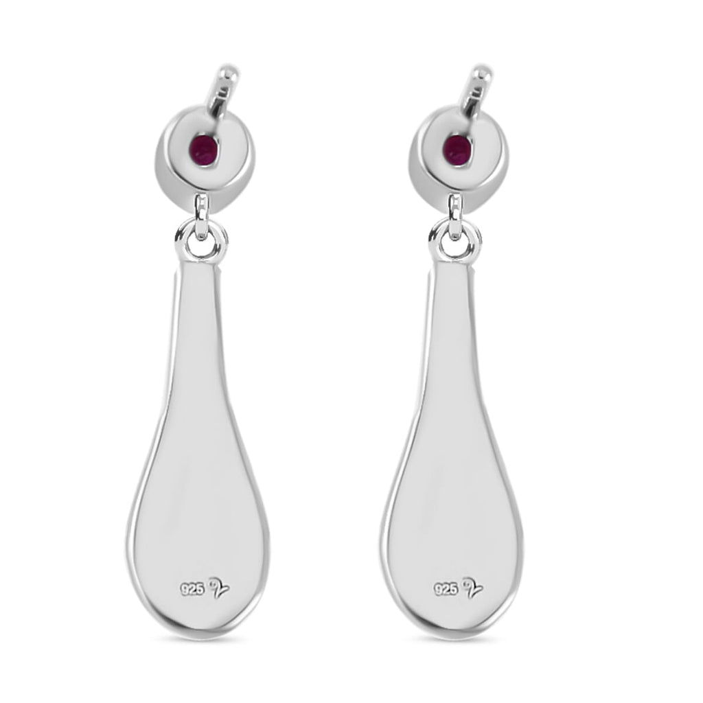 LUCY Q - Drop Collection Ruby Earring with Push Back in Rhodium Overlay Sterling Silver