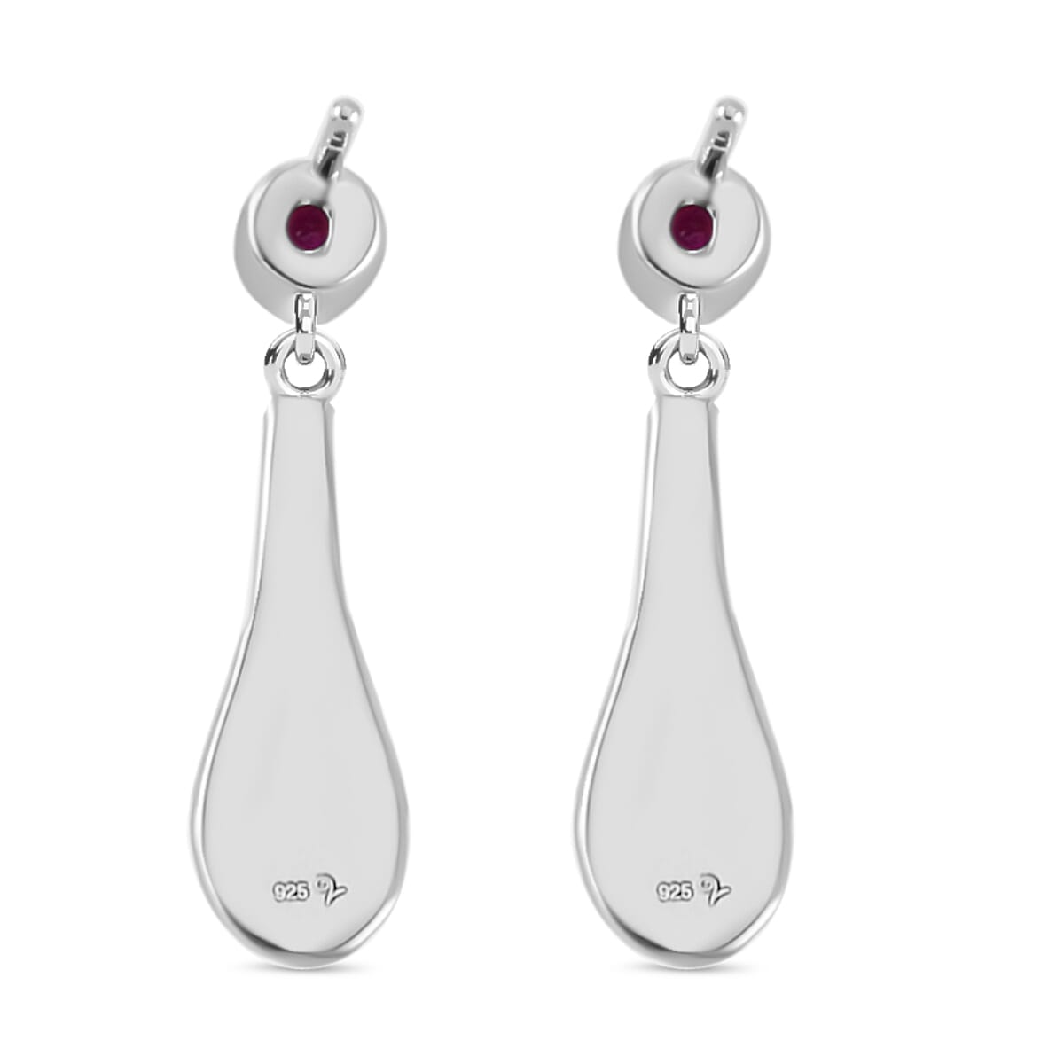LUCY Q - Drop Collection Fissure Filled Ruby Earring with Push Back in Rhodium Overlay Sterling Silver 7683686 4