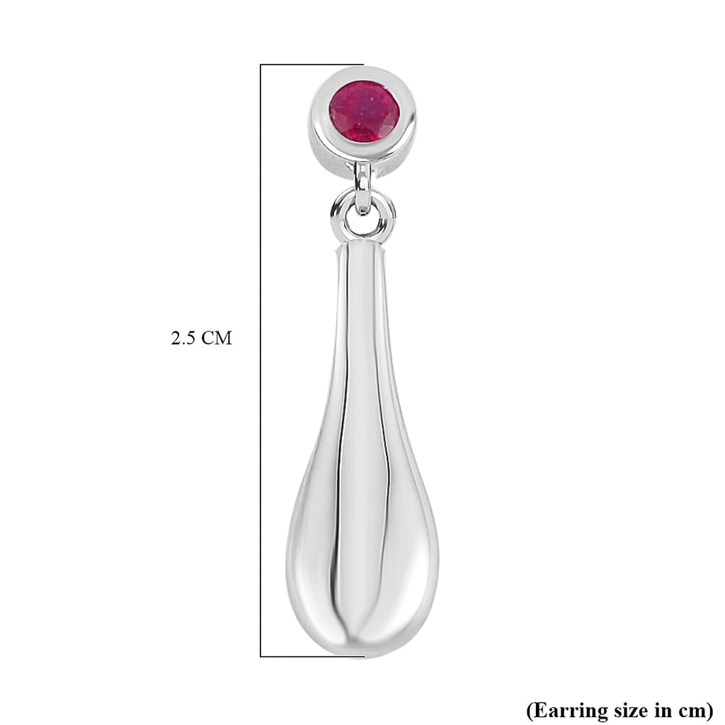LUCY Q - Drop Collection Ruby Earring with Push Back in Rhodium Overlay Sterling Silver