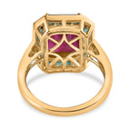 African Ruby, Gemfields Emerald & Natural Zircon Ring in 18K Gold Vermeil Sterling Silver 5.60 Ct