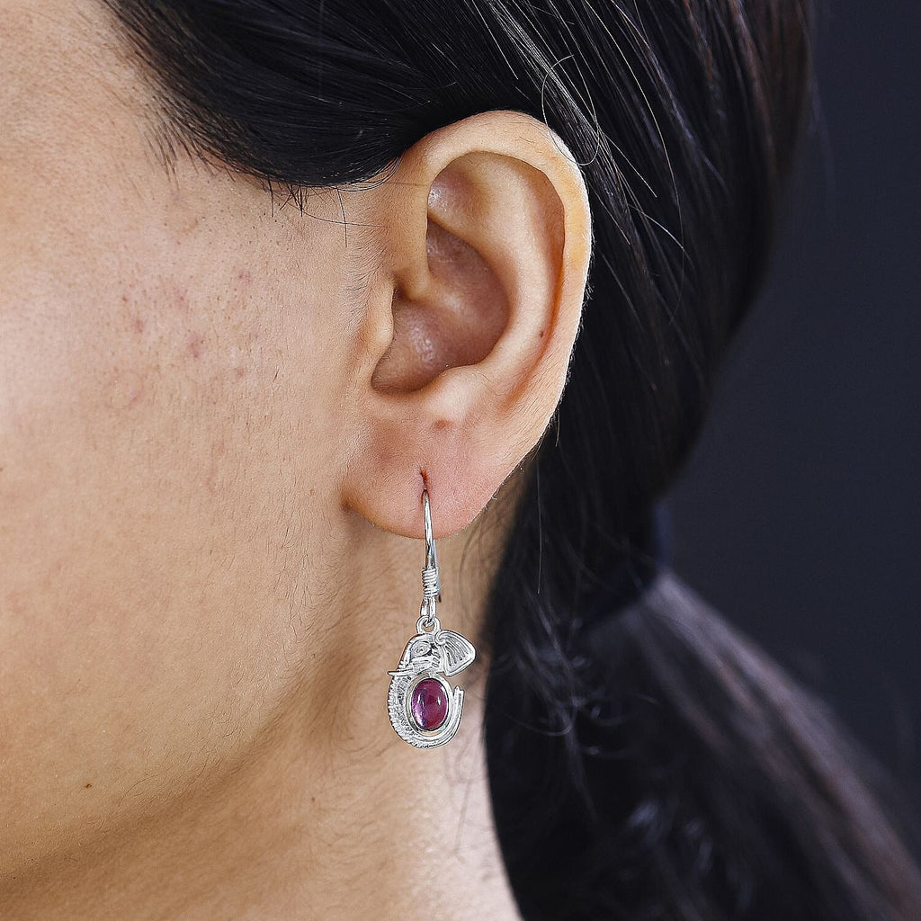 Ruby  Fancy Earring in rhodium Sterling Silver 2.58 ct