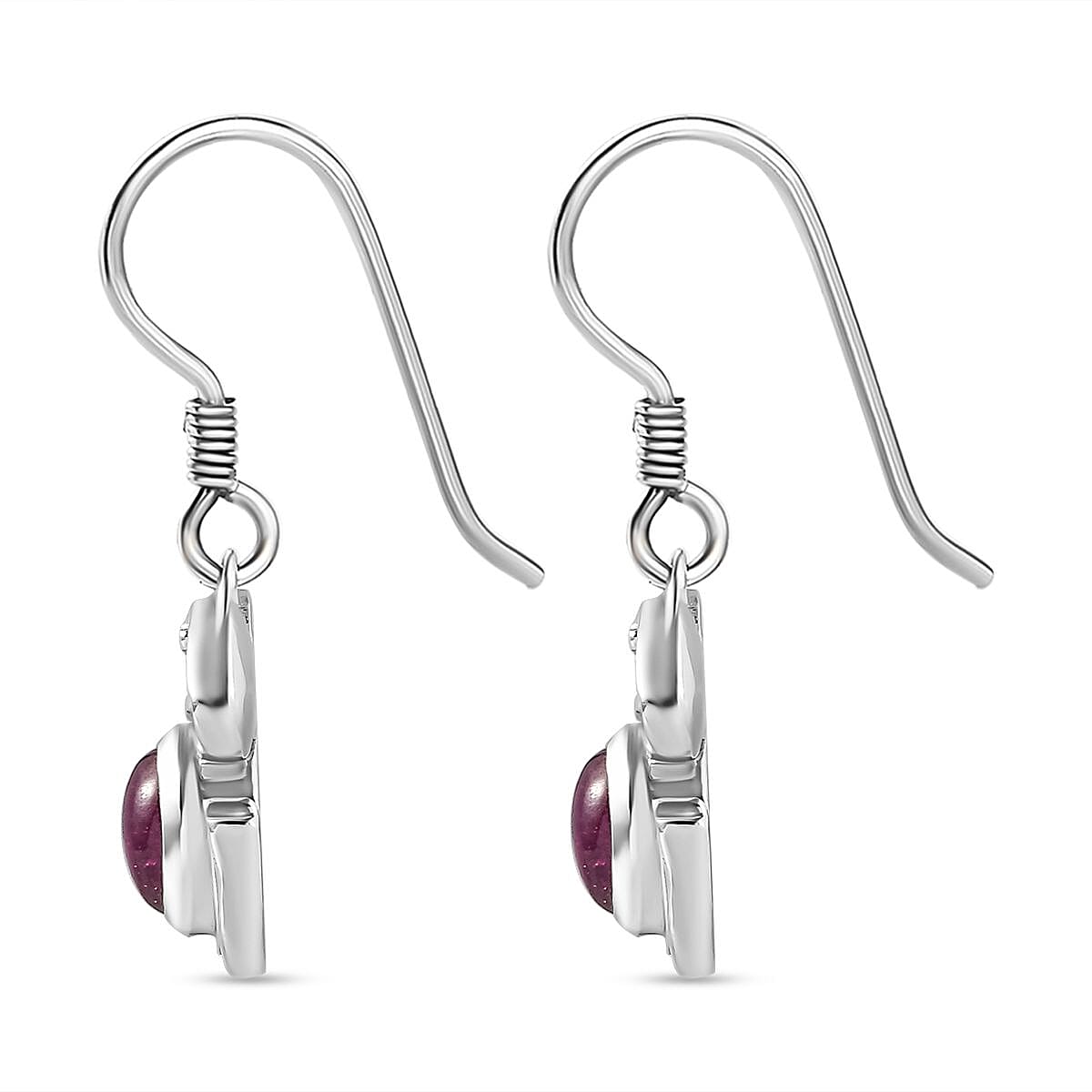 Fissure Filled Ruby Elephant Solitaire Earrings in Rhodium Overlay Sterling Silver 7810478 4