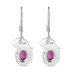 Ruby  Fancy Earring in rhodium Sterling Silver 2.58 ct