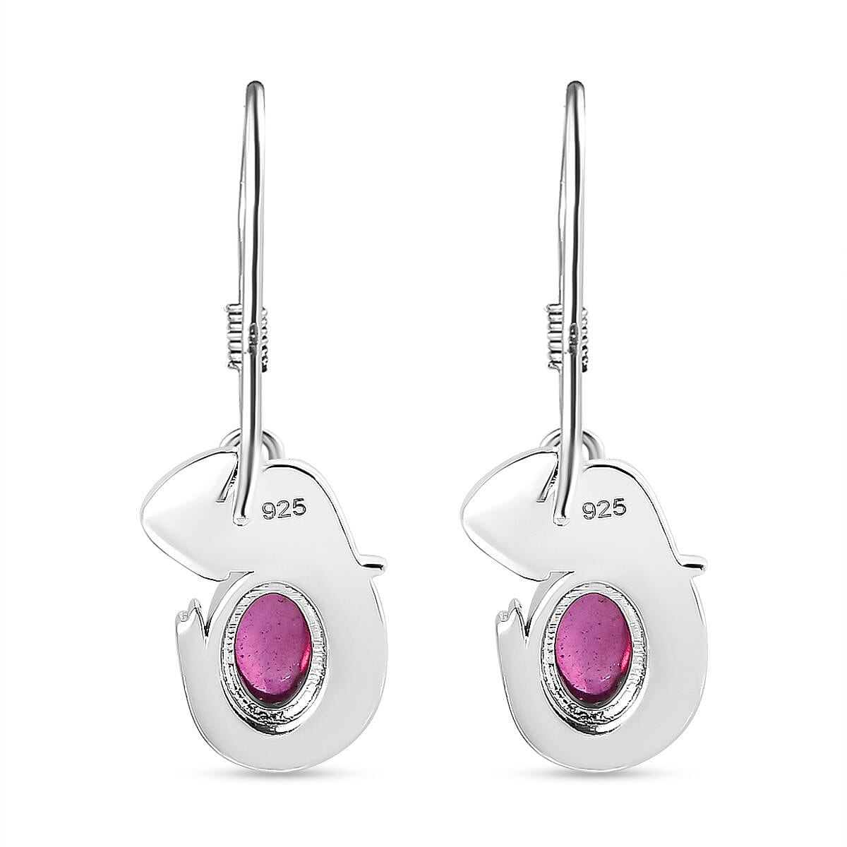 Fissure Filled Ruby Elephant Solitaire Earrings in Rhodium Overlay Sterling Silver 7810478 5