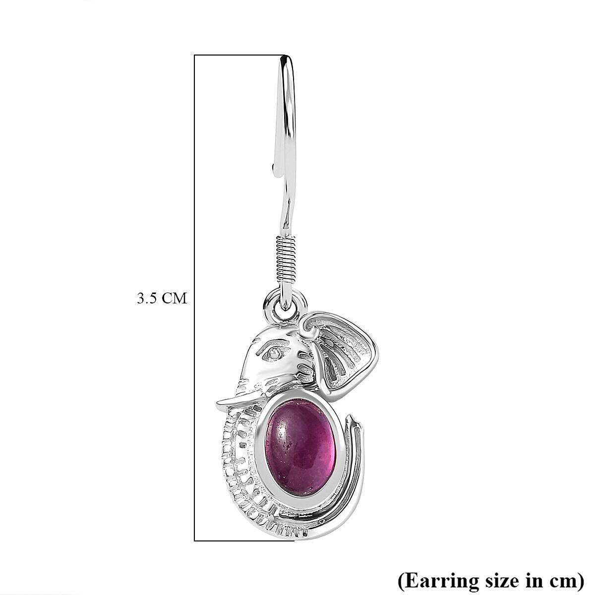 Fissure Filled Ruby Elephant Solitaire Earrings in Rhodium Overlay Sterling Silver 7810478 6