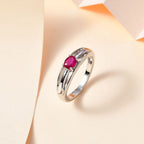 Fissure Filled Ruby  Fancy Ring in Platinum Overlay Sterling Silver 0.56 ct  0.559  Ct.