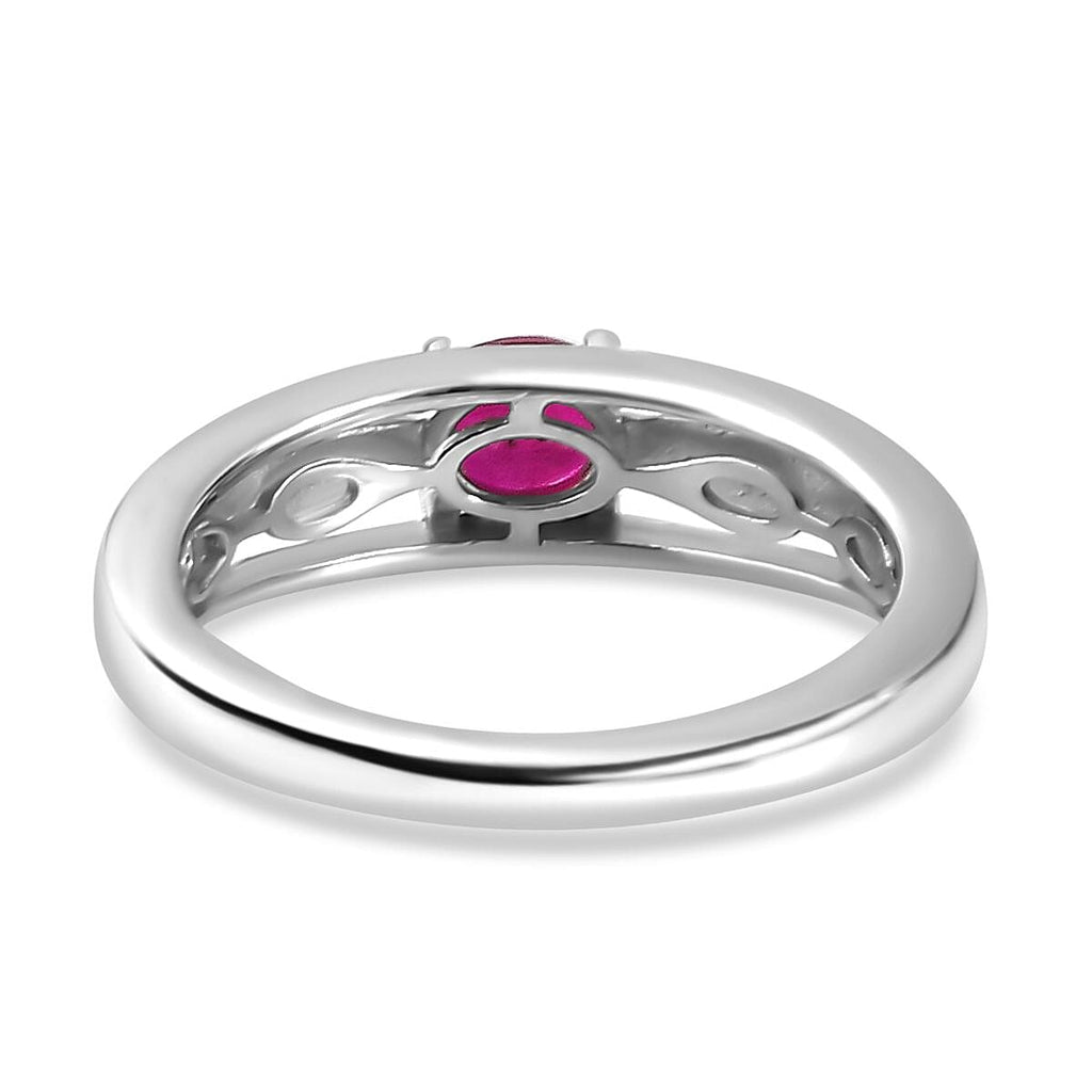 Fissure Filled Ruby  Fancy Ring in Platinum Overlay Sterling Silver 0.56 ct  0.559  Ct.