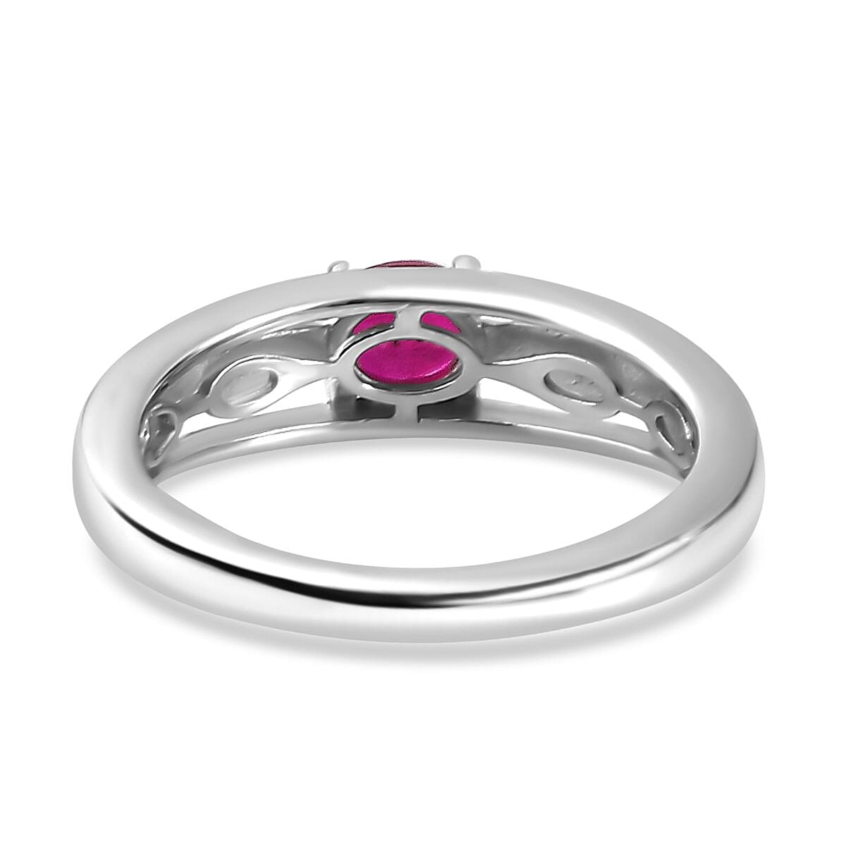 Fissure Filled Ruby Solitaire Ring in Platinum Overlay Sterling Silver 7774140 4