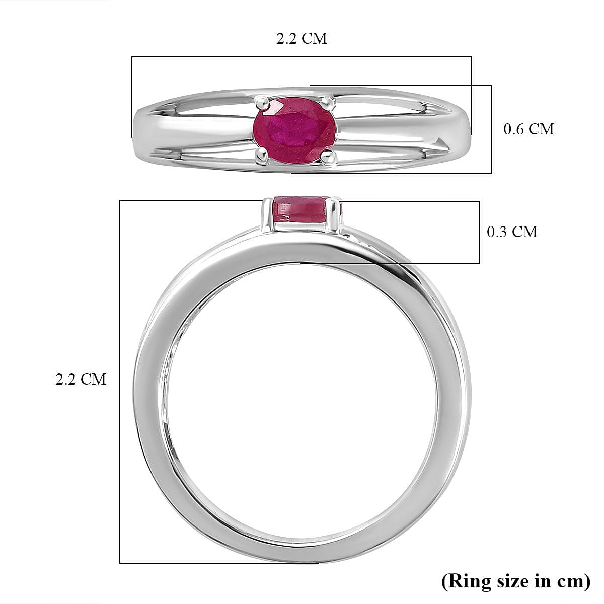 Fissure Filled Ruby Solitaire Ring in Platinum Overlay Sterling Silver 7774140 5