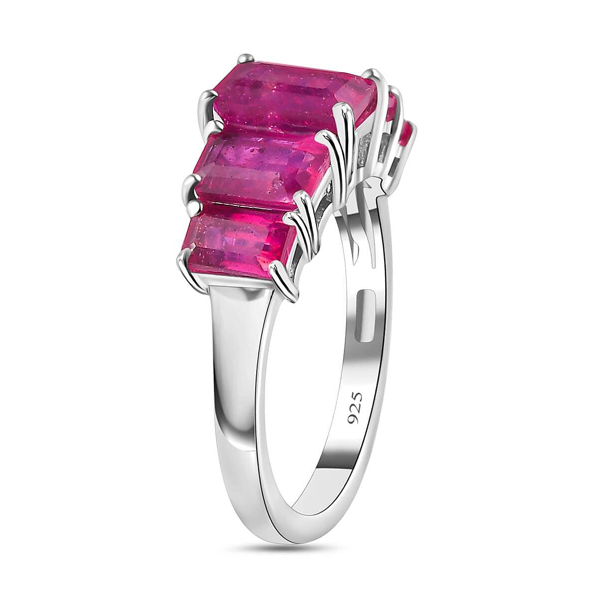 African Ruby 5 Stone Ring in Platinum Overlay Sterling Silver 7705870 3