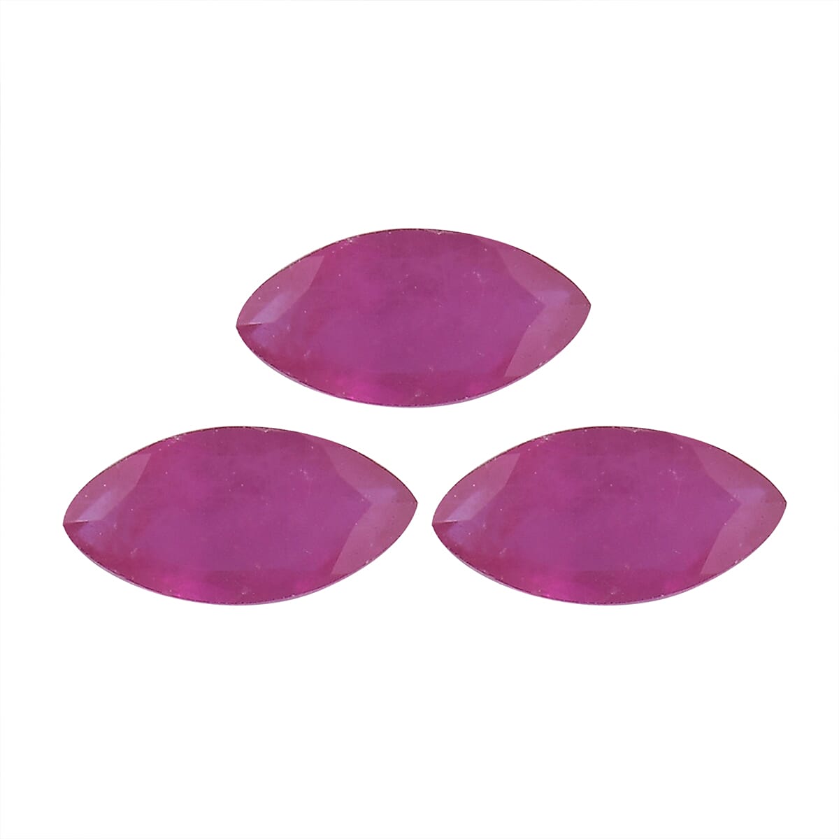 Set of 3 Fissure Filled Ruby Loose Gemstones in Marquee Shape 0.56 Ct. 8062385 0
