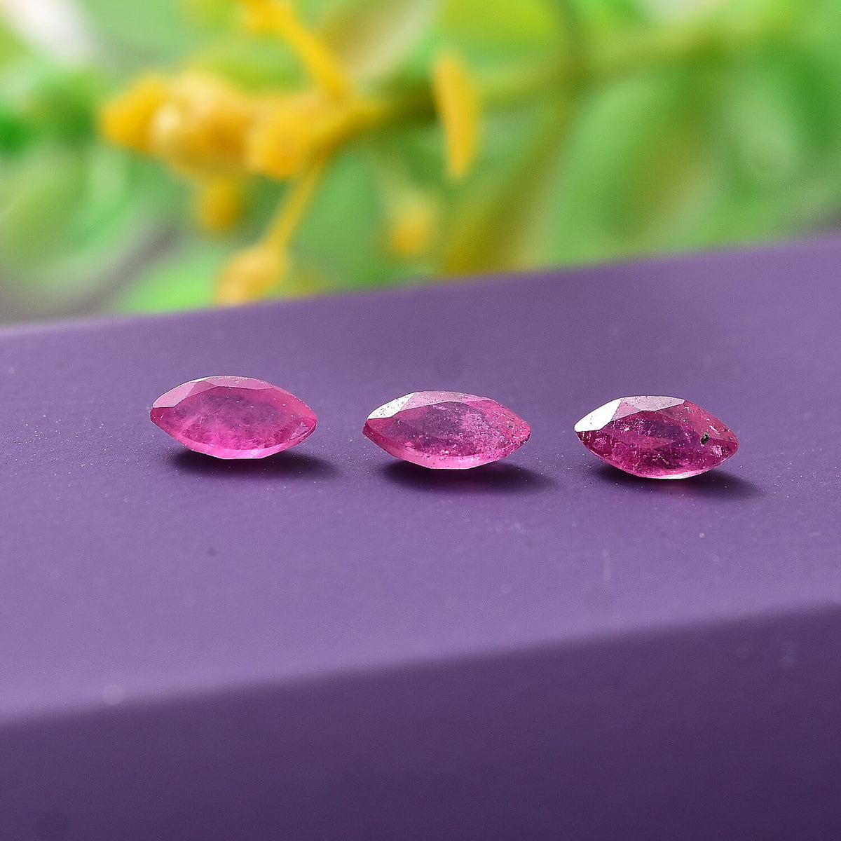 Set of 3 Fissure Filled Ruby Loose Gemstones in Marquee Shape 0.56 Ct. 8062385 1
