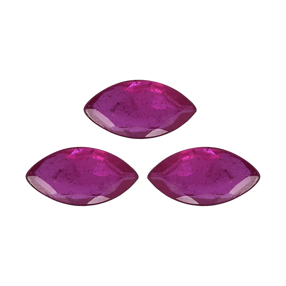 Set of 3 Fissure Filled Ruby Loose Gemstones in Marquee Shape 0.9 Ct. 8072238 0