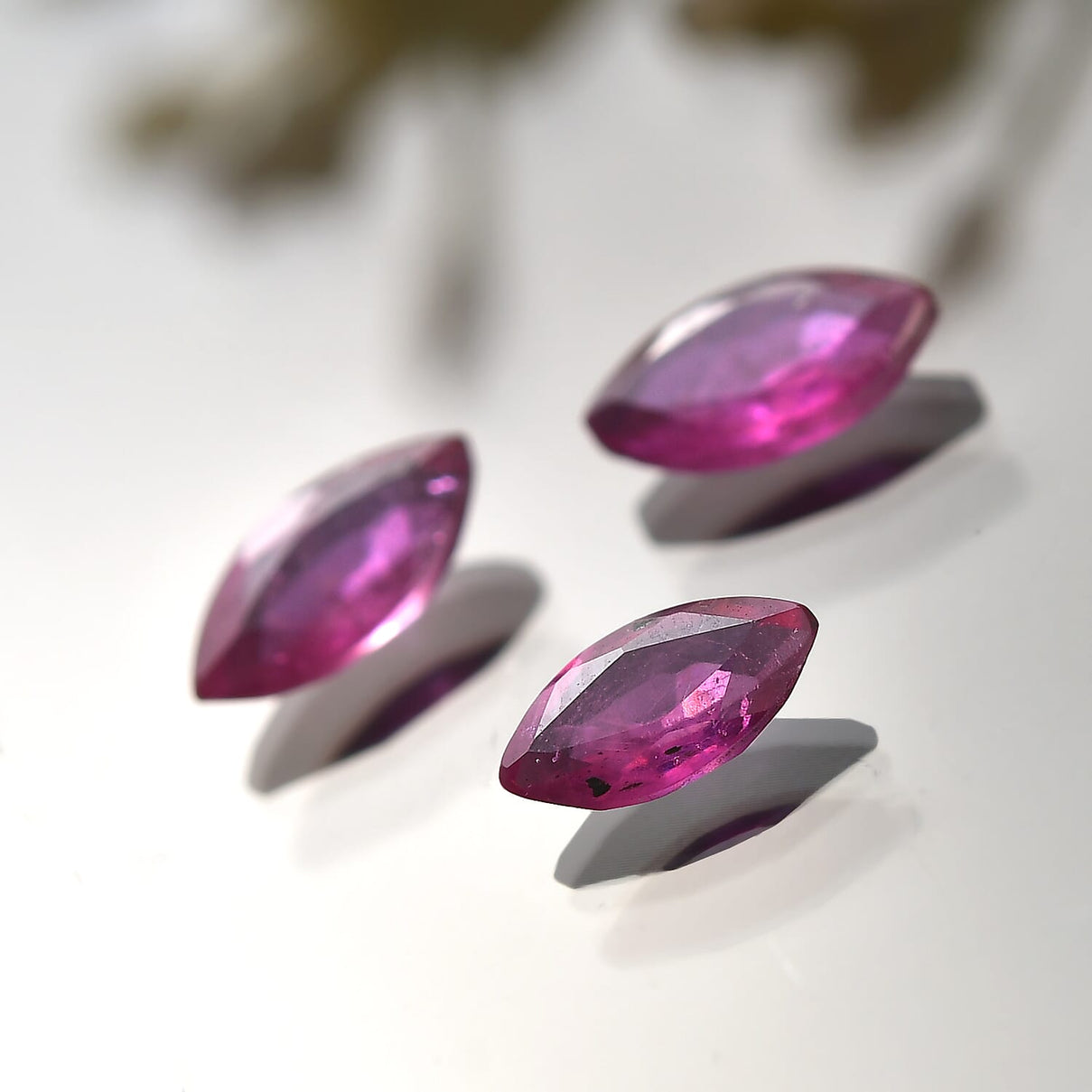 Set of 3 Fissure Filled Ruby Loose Gemstones in Marquee Shape 0.9 Ct. 8072238 1
