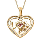 African Ruby & Moissanite Heart Pendant with Chain (Size 20) in 18K Gold Vermeil Sterling Silver 2.02 Ct