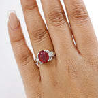 African Ruby & Moissanite Ring in Rhodium Overlay Sterling Silver 6.01 Ct.