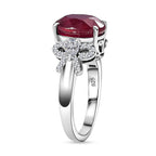 African Ruby & Moissanite Ring in Rhodium Overlay Sterling Silver 6.01 Ct.