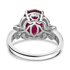 African Ruby & Moissanite Ring in Rhodium Overlay Sterling Silver 6.01 Ct.