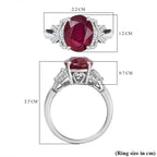 African Ruby & Moissanite Ring in Rhodium Overlay Sterling Silver 6.01 Ct.