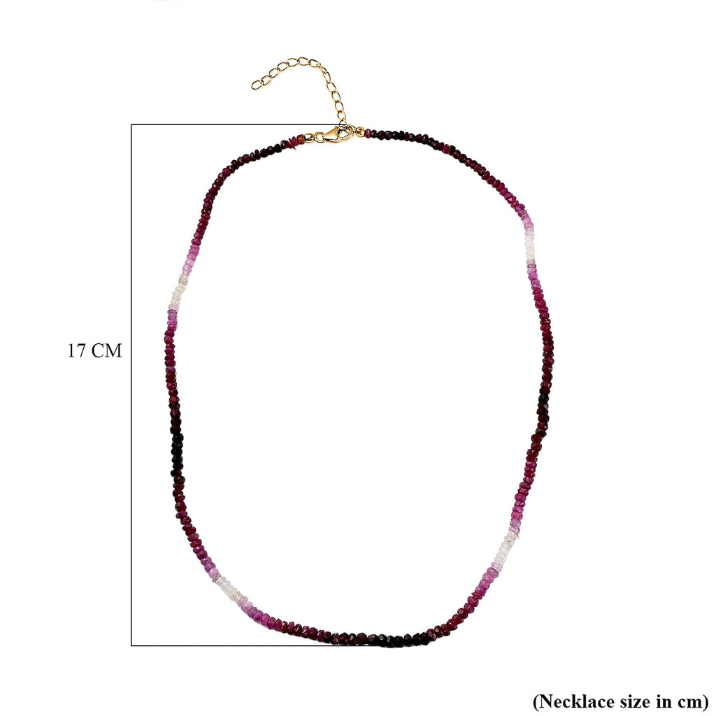 Shades of Ruby Necklace (Size - 20 with Ext.) in 18K Vermeil Gold Plated Sterling Silver 62.77 Ct.