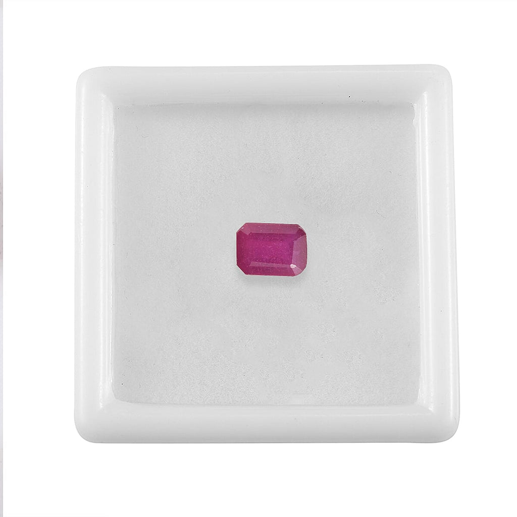 Fissure Filled Ruby Octagon 7X5 mm Gemstone, 1.30 Ct