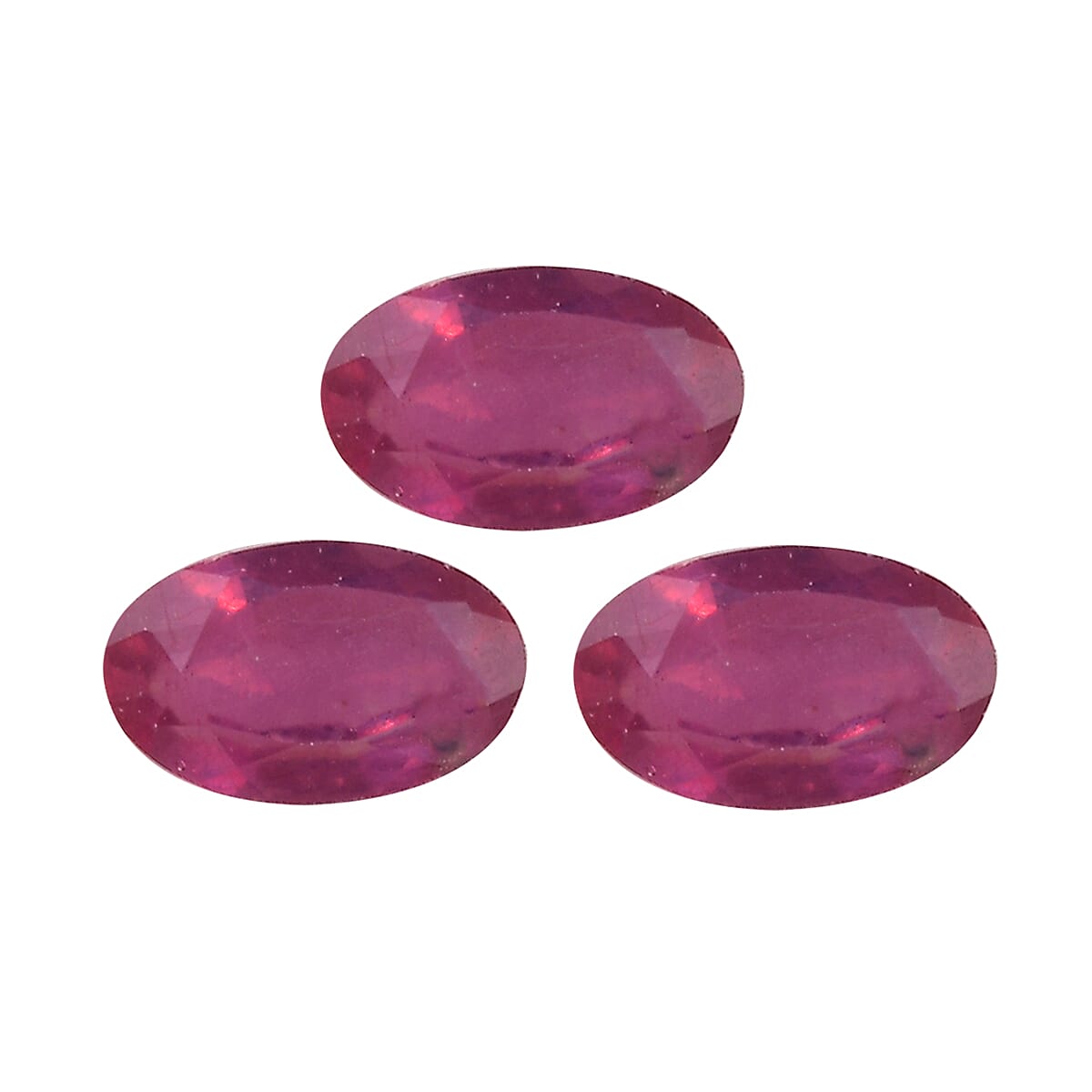 Set of 3 Fissure Filled Ruby Loose  in Loose Gemstones in Oval Shape 0.85 Ct. 8062389 0