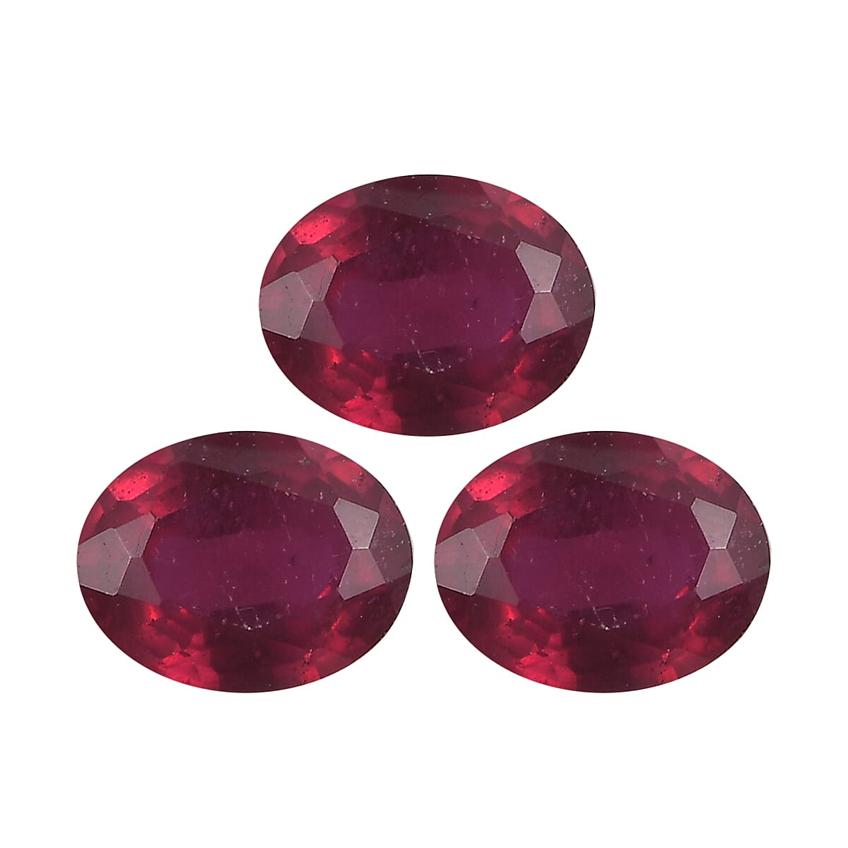 Set of 3 Fissure Filled Ruby Loose Gemstones in Oval Shape 1.34 Ct. 8062390 0