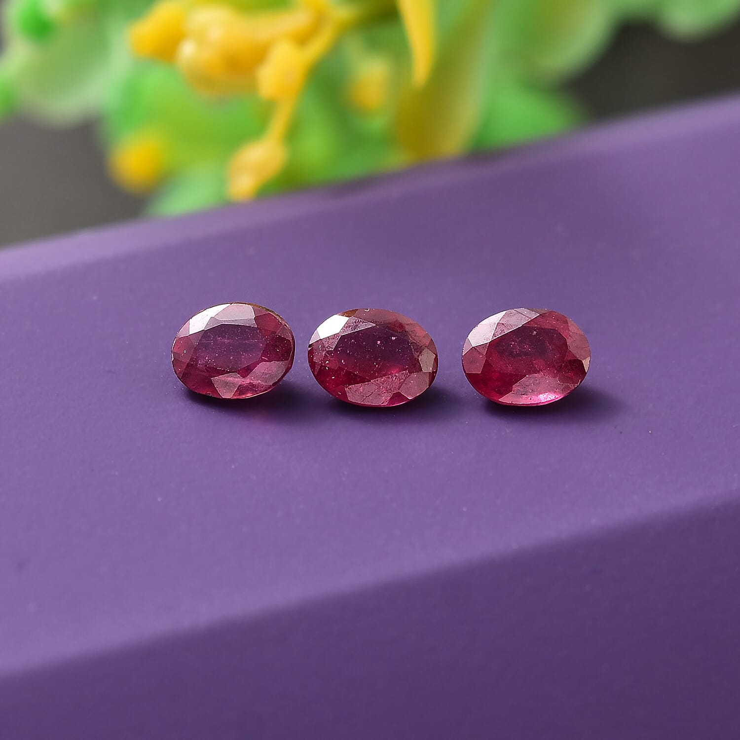 Set of 3 Fissure Filled Ruby Loose Gemstones in Oval Shape 1.34 Ct. 8062390 1