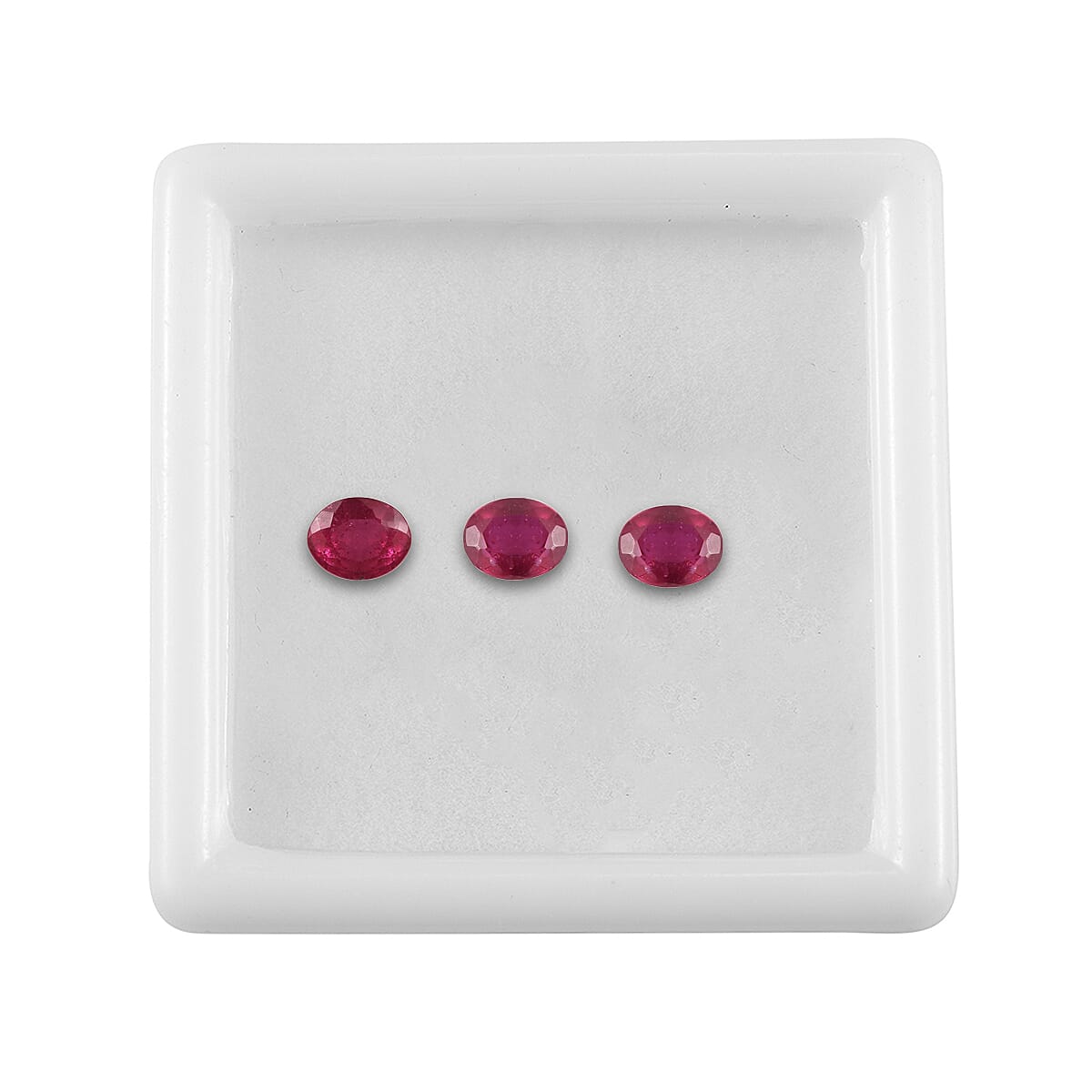 Set of 3 Fissure Filled Ruby Loose Gemstones in Oval Shape  1.34 Ct. 8068359 4