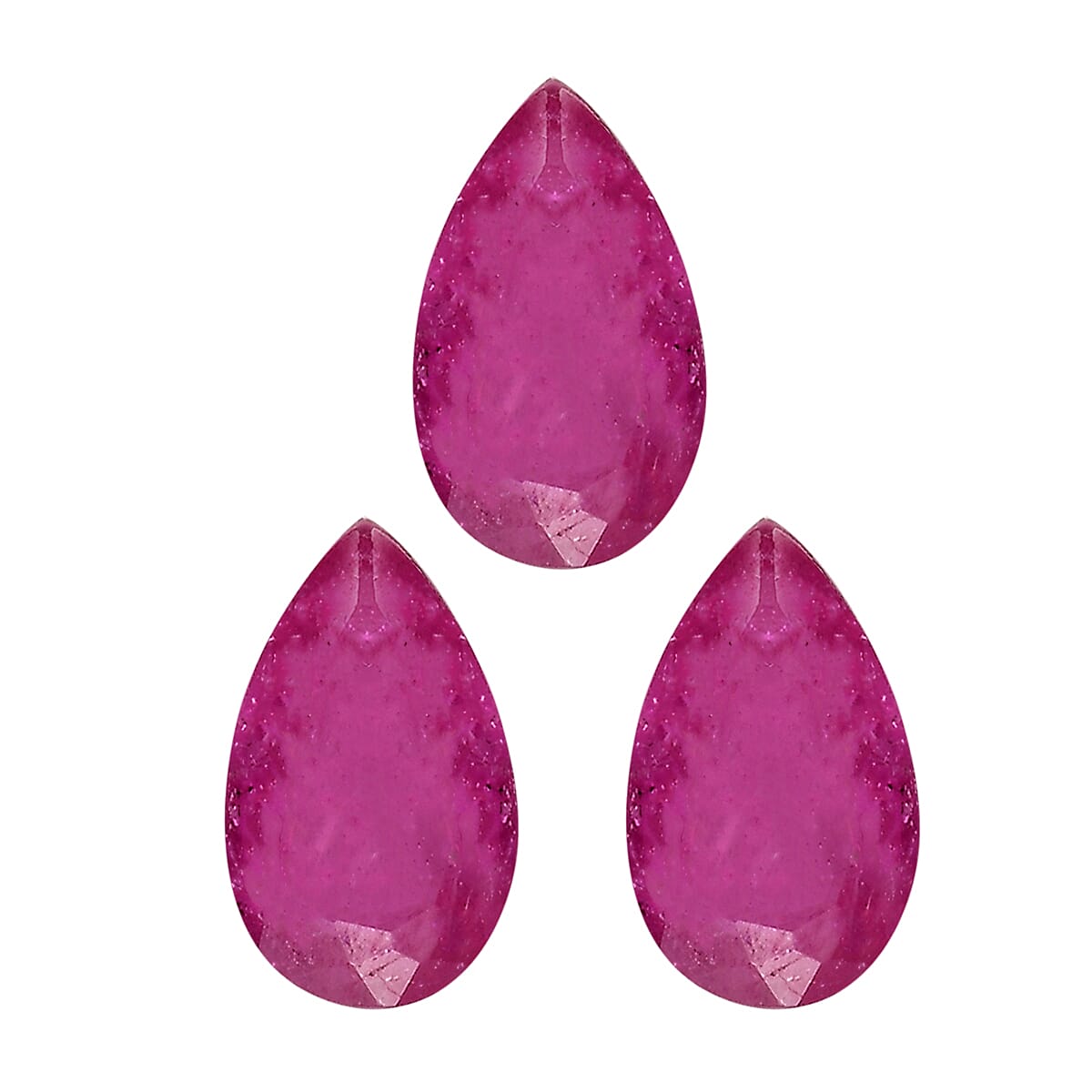 Set of 3 Fissure Filled Ruby Loose Gemstones in Pear Shape 0.75 Ct. 8062397 0