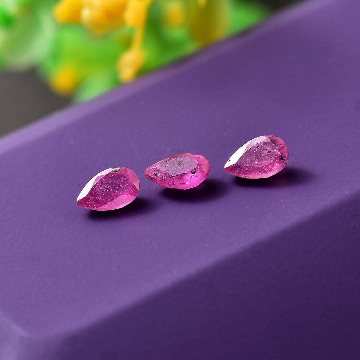 Set of 3 Fissure Filled Ruby Loose Gemstones in Pear Shape 0.75 Ct. 8062397 1