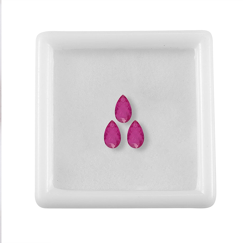 Fissure Filled Ruby Pear Gemstone 0.75 Ct.