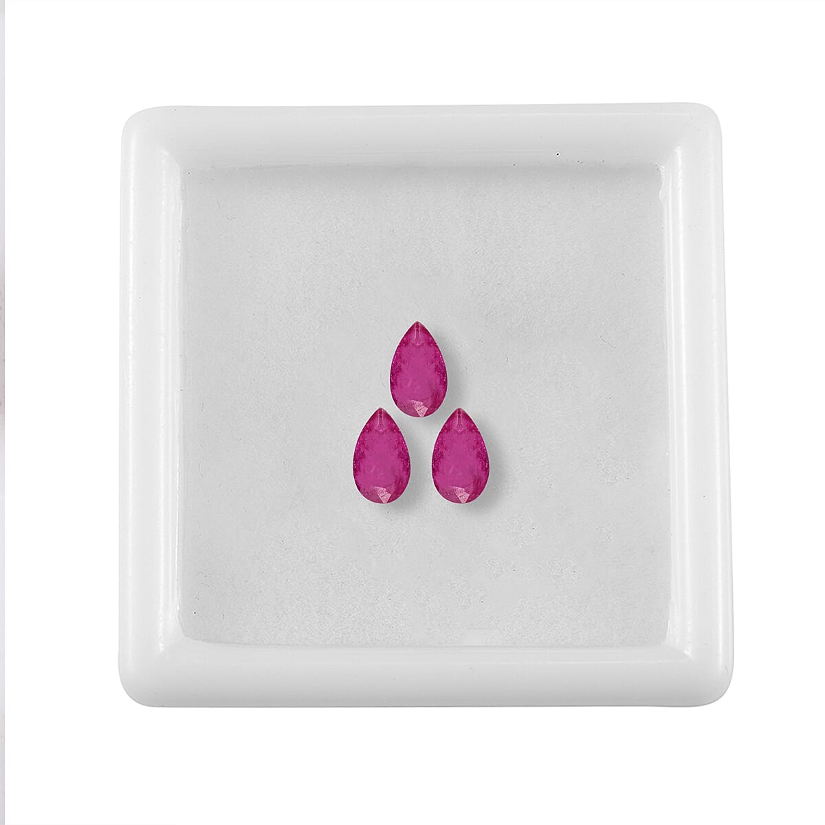 Set of 3 Fissure Filled Ruby Loose Gemstones in Pear Shape 0.75 Ct. 8062397 3