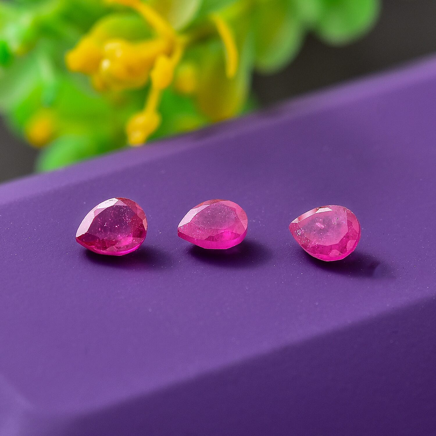 Set of 3 Fissure Filled Ruby Loose Gemstones in Pear Shape 1.22 Ct. 8062505 1