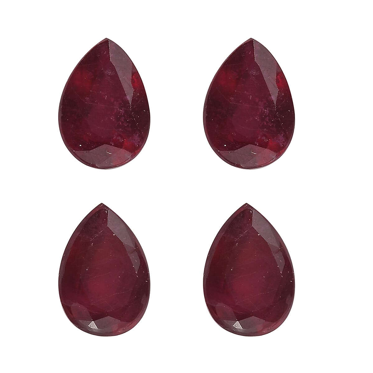 Set of 4 Fissure Filled Ruby Loose Gemstones in Pear-Shaped (7x5mm) 7827327 0