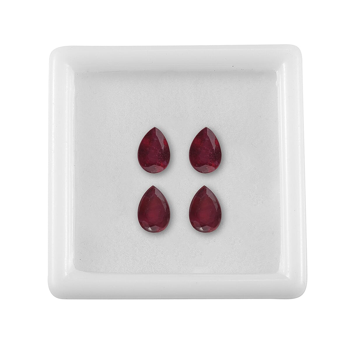 Set of 4 Fissure Filled Ruby Loose Gemstones in Pear-Shaped (7x5mm) 7827327 4