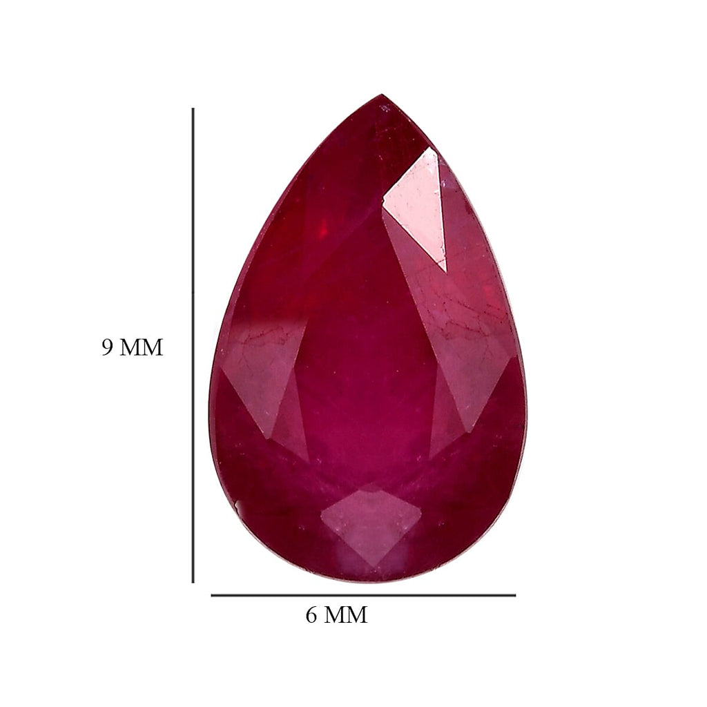 Fissure Filled Ruby Pear Gemstone 1.45 Ct.