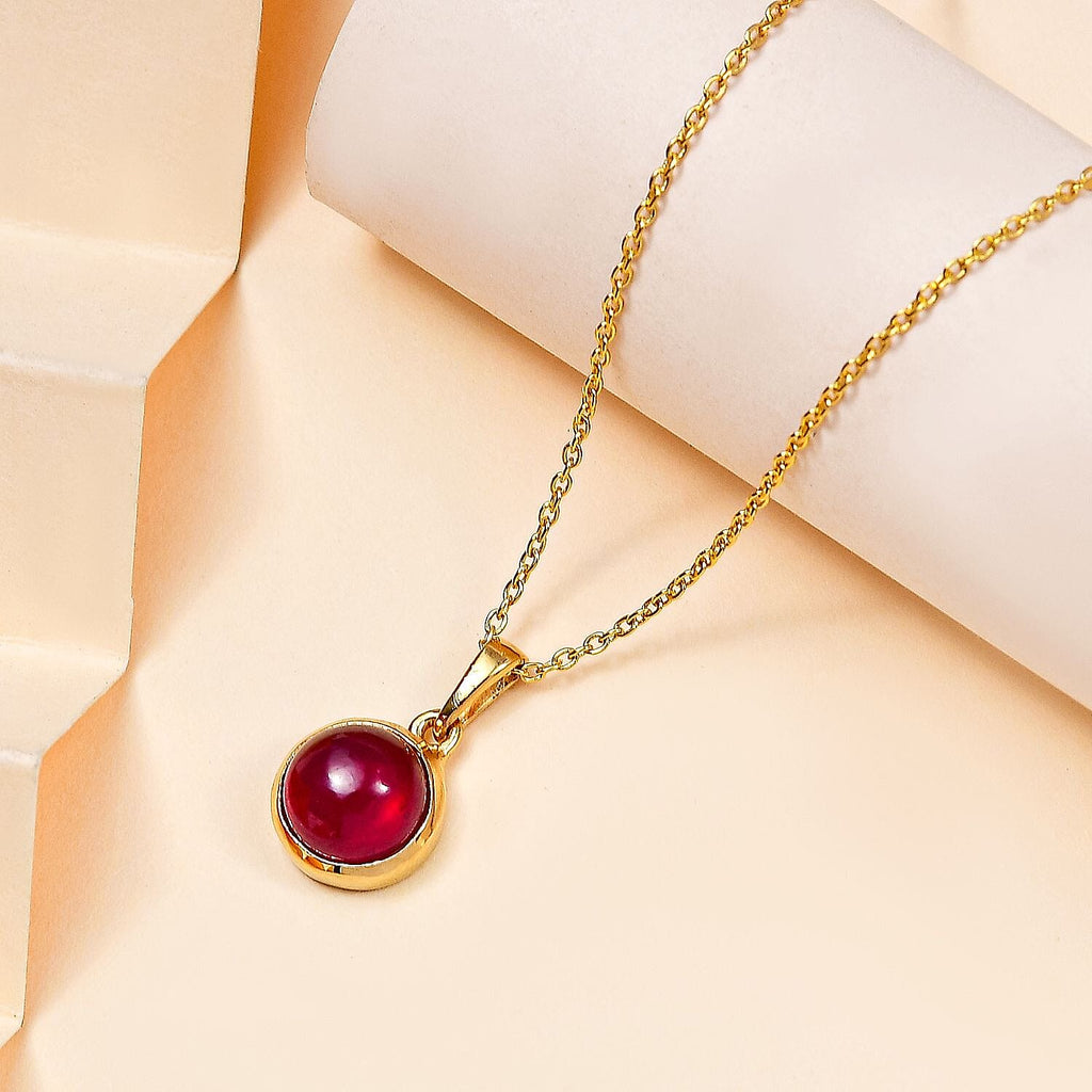African Ruby Solitaire Pendant with Chain (Size 20) in 18K Gold Vermeil Sterling Silver 3.75 Ct.