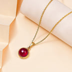 African Ruby Solitaire Pendant with Chain (Size 20) in 18K Gold Vermeil Sterling Silver 3.75 Ct.