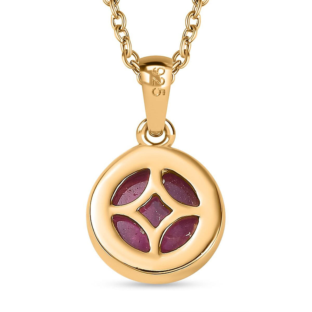 African Ruby Solitaire Pendant with Chain (Size 20) in 18K Gold Vermeil Sterling Silver 3.75 Ct.
