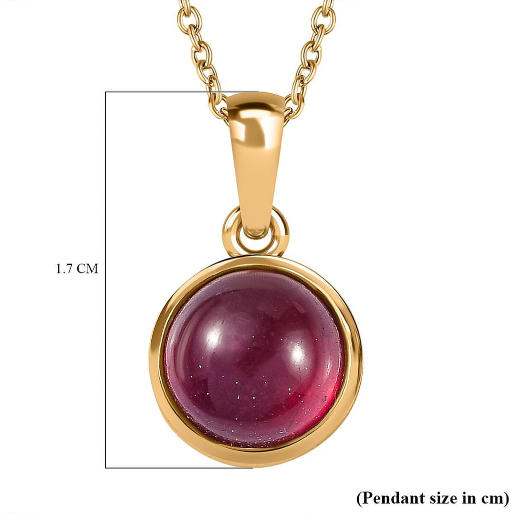 African Ruby Solitaire Pendant with Chain (Size 20) in 18K Gold Vermeil Sterling Silver 3.75 Ct.