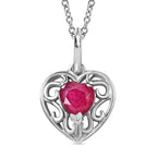 African Ruby Platinum Overlay Sterling Silver Heart Pendant with Stainless Steel Chain (Size 20)