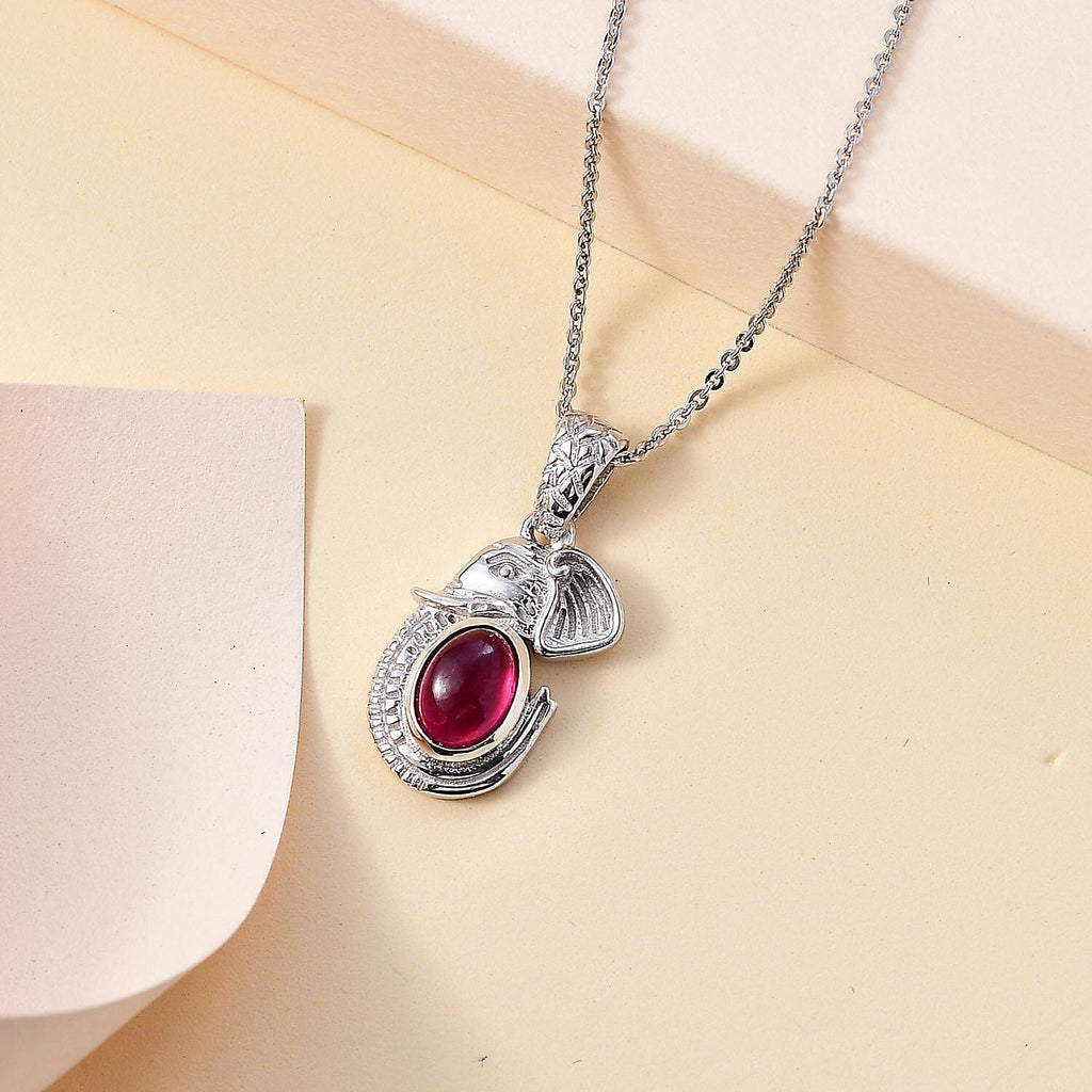 Ruby Pendant with Chain (Size 20) in rhodium Sterling Silver  Wt. 7.36 Gms  1.235  Ct.