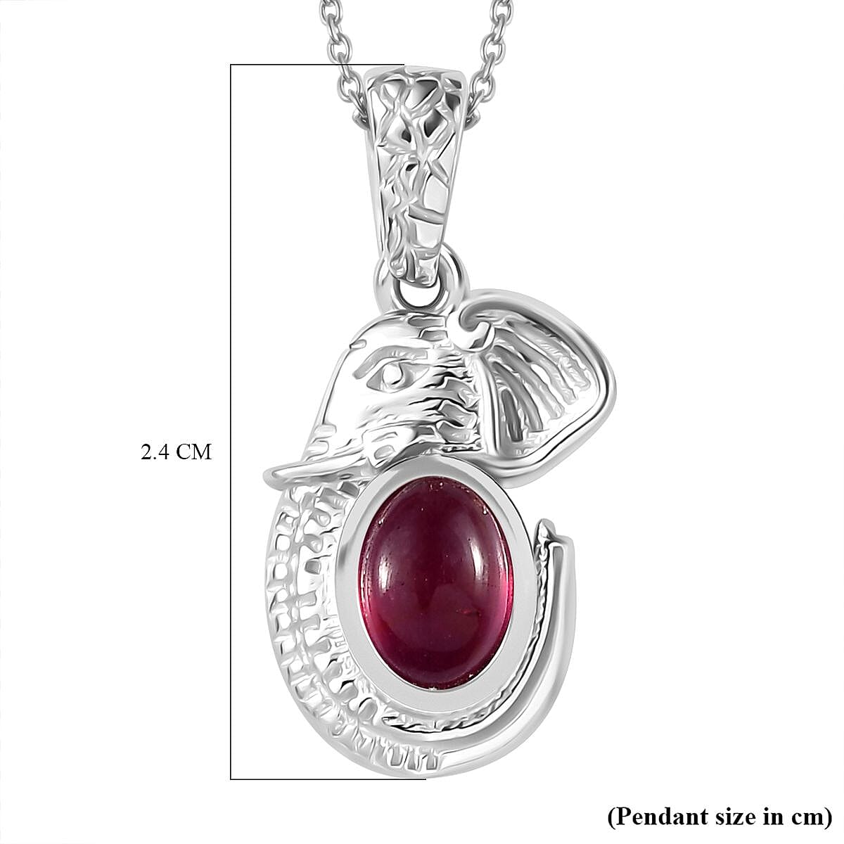 Fissure Filled Ruby Pendant with Chain (Size 20) in Rhodium Plated Sterling Silver  Wt. 7.36 Gms  1.235  Ct. 4284344 7