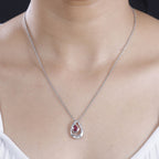 Ruby Pendant with Chain (Size 20) in Rhodium Overlay Sterling Silver 1.00 Ct.